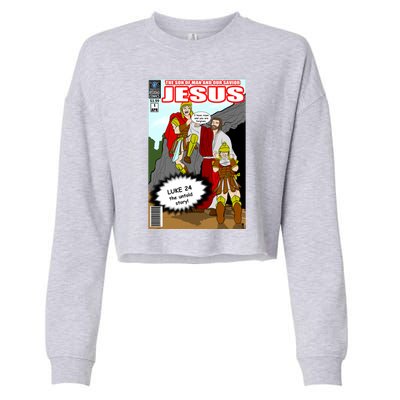 Jesus Christian Comic Cover Cropped Pullover Crew