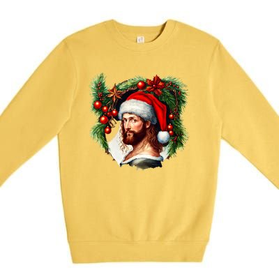 Jesus Christ Christmas Portrait Premium Crewneck Sweatshirt