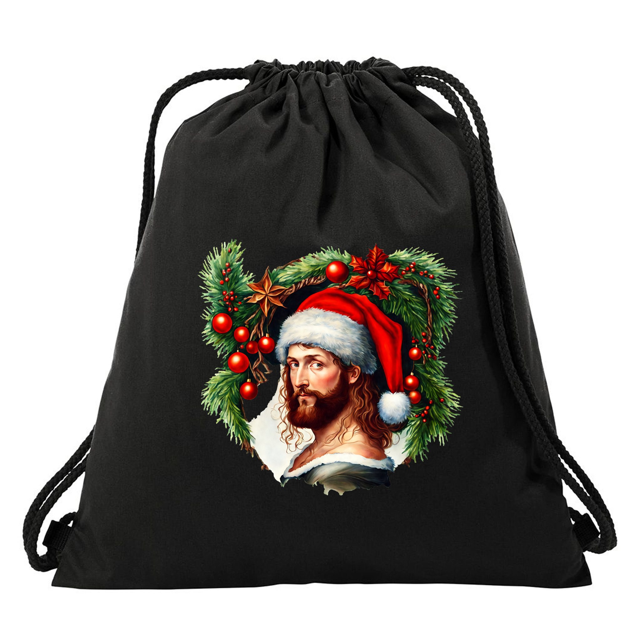 Jesus Christ Christmas Portrait Drawstring Bag