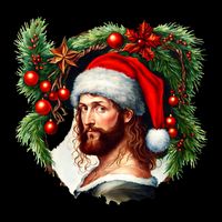Jesus Christ Christmas Portrait Drawstring Bag