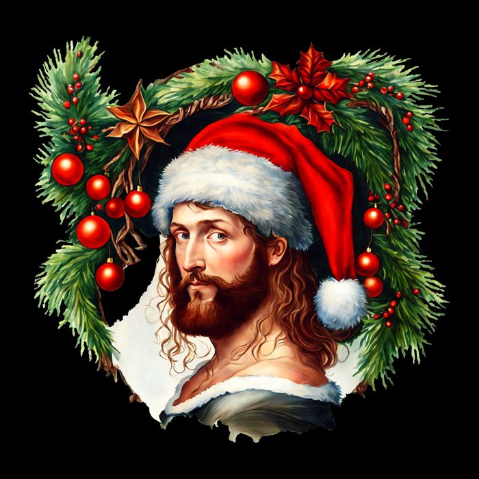 Jesus Christ Christmas Portrait Drawstring Bag