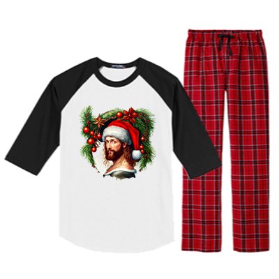 Jesus Christ Christmas Portrait Raglan Sleeve Pajama Set