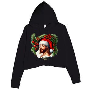 Jesus Christ Christmas Portrait Crop Fleece Hoodie