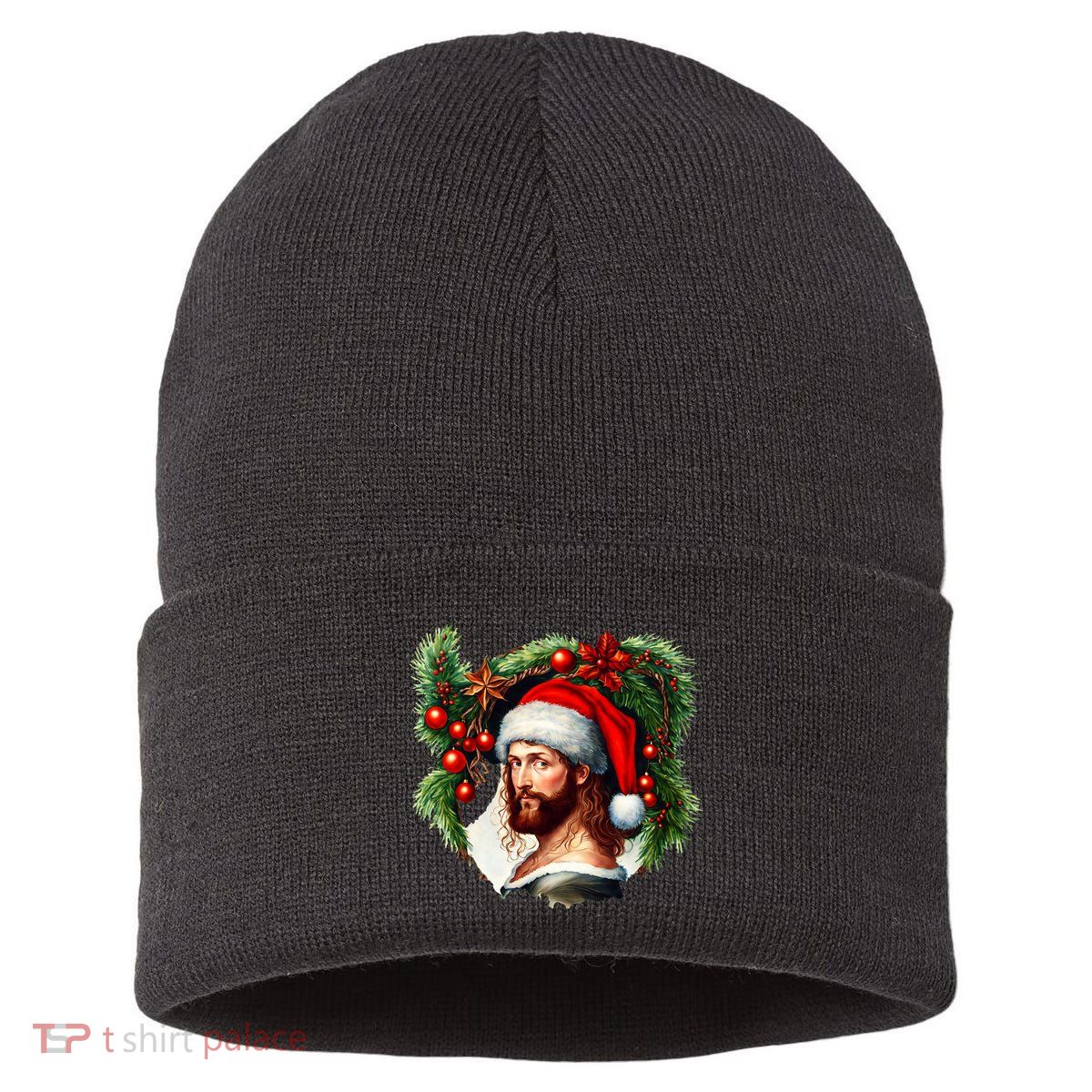 Jesus Christ Christmas Portrait Sustainable Knit Beanie