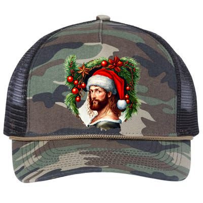 Jesus Christ Christmas Portrait Retro Rope Trucker Hat Cap