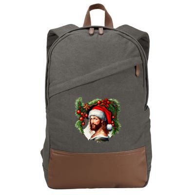 Jesus Christ Christmas Portrait Cotton Canvas Backpack