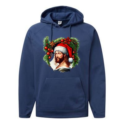 Jesus Christ Christmas Portrait Performance Fleece Hoodie