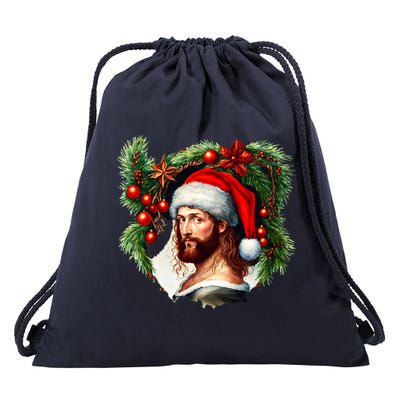 Jesus Christ Christmas Portrait Drawstring Bag