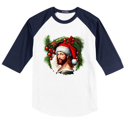 Jesus Christ Christmas Portrait Baseball Sleeve Shirt