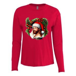 Jesus Christ Christmas Portrait Womens Cotton Relaxed Long Sleeve T-Shirt