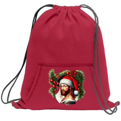 Jesus Christ Christmas Portrait Sweatshirt Cinch Pack Bag