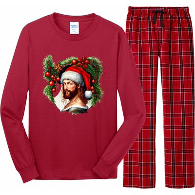 Jesus Christ Christmas Portrait Long Sleeve Pajama Set