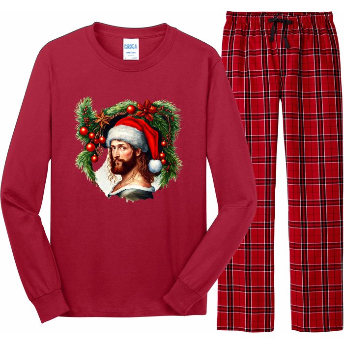 Jesus Christ Christmas Portrait Long Sleeve Pajama Set