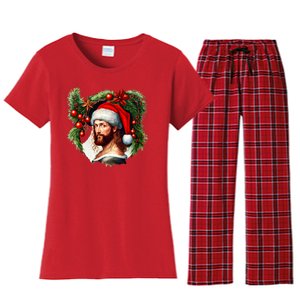 Jesus Christ Christmas Portrait Women's Flannel Pajama Set