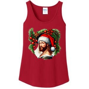 Jesus Christ Christmas Portrait Ladies Essential Tank