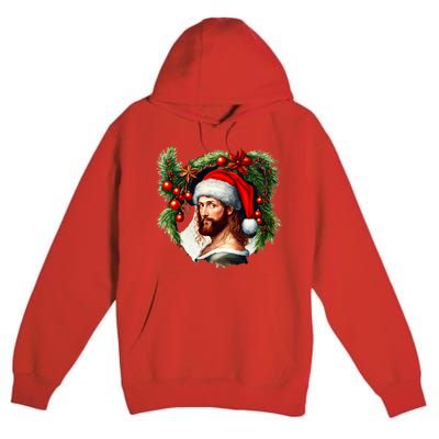 Jesus Christ Christmas Portrait Premium Pullover Hoodie