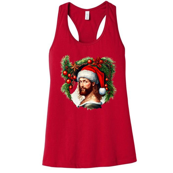 Jesus Christ Christmas Portrait Women's Racerback Tank