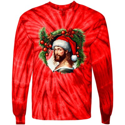 Jesus Christ Christmas Portrait Tie-Dye Long Sleeve Shirt
