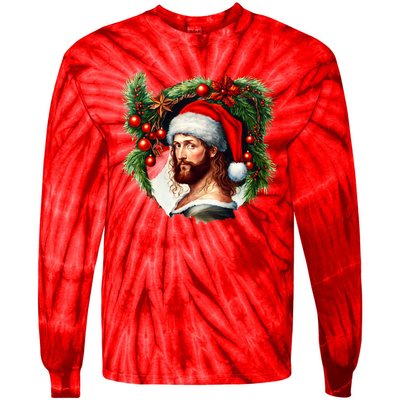 Jesus Christ Christmas Portrait Tie-Dye Long Sleeve Shirt