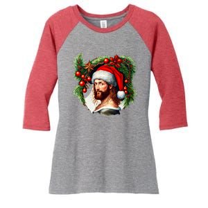 Jesus Christ Christmas Portrait Women's Tri-Blend 3/4-Sleeve Raglan Shirt