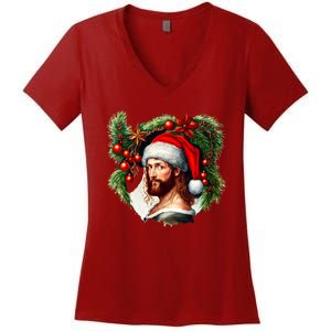 Jesus Christ Christmas Portrait Women's V-Neck T-Shirt