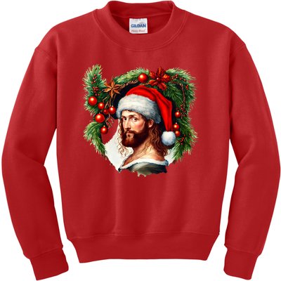 Jesus Christ Christmas Portrait Kids Sweatshirt