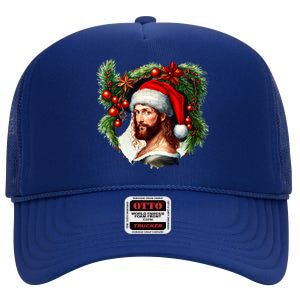 Jesus Christ Christmas Portrait High Crown Mesh Back Trucker Hat