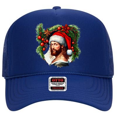 Jesus Christ Christmas Portrait High Crown Mesh Back Trucker Hat