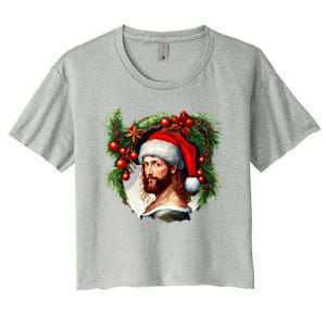 Jesus Christ Christmas Portrait Women's Crop Top Tee