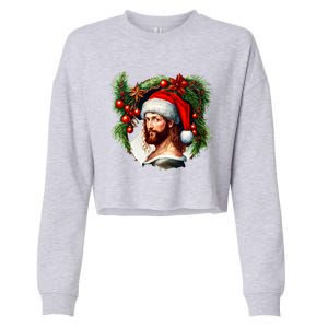 Jesus Christ Christmas Portrait Cropped Pullover Crew