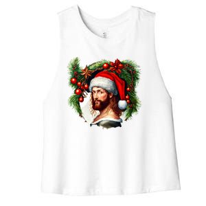 Jesus Christ Christmas Portrait Women's Racerback Cropped Tank