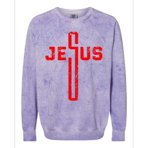 Jesus Cross Christian Religious Colorblast Crewneck Sweatshirt