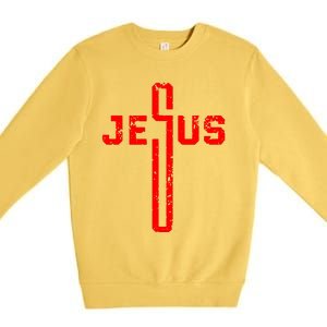 Jesus Cross Christian Religious Premium Crewneck Sweatshirt