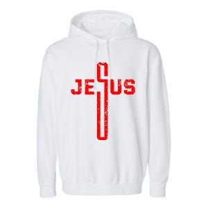 Jesus Cross Christian Religious Garment-Dyed Fleece Hoodie