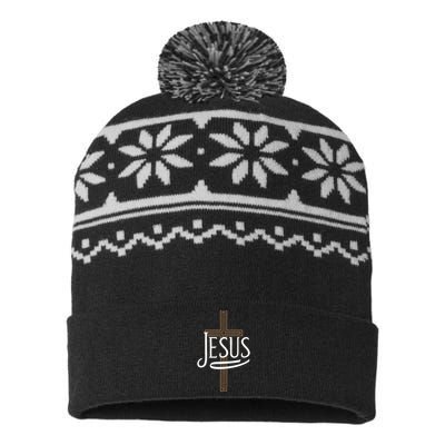 Jesus Cross Crucifixion Religion Christianity Christ Faith USA-Made Snowflake Beanie