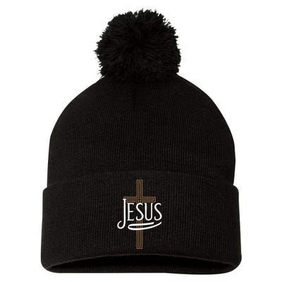 Jesus Cross Crucifixion Religion Christianity Christ Faith Pom Pom 12in Knit Beanie