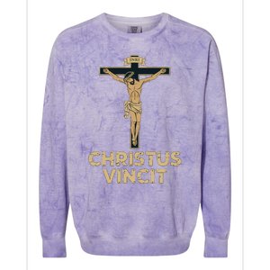 Jesus Christ Catholic Crucifix Latin Funny Gift Colorblast Crewneck Sweatshirt