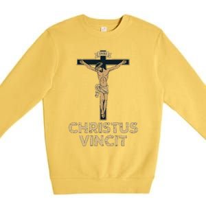 Jesus Christ Catholic Crucifix Latin Funny Gift Premium Crewneck Sweatshirt