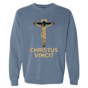 Jesus Christ Catholic Crucifix Latin Funny Gift Garment-Dyed Sweatshirt