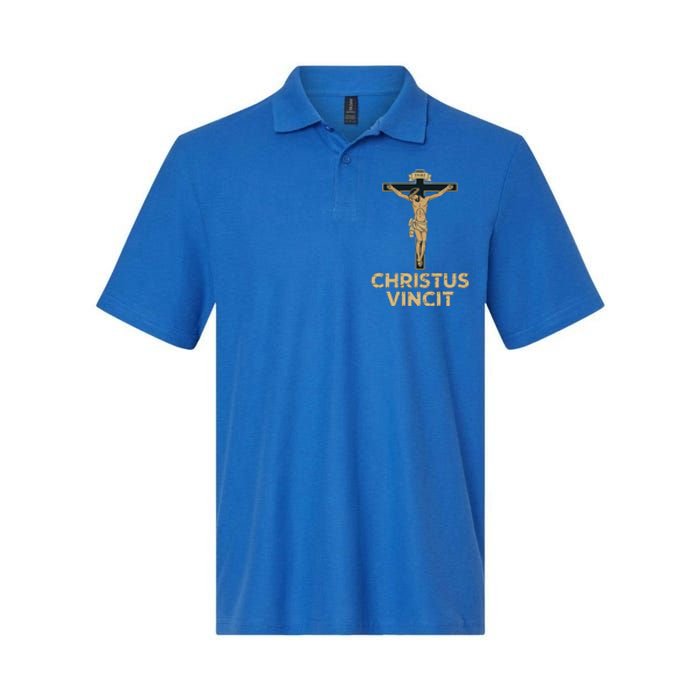 Jesus Christ Catholic Crucifix Latin Funny Gift Softstyle Adult Sport Polo