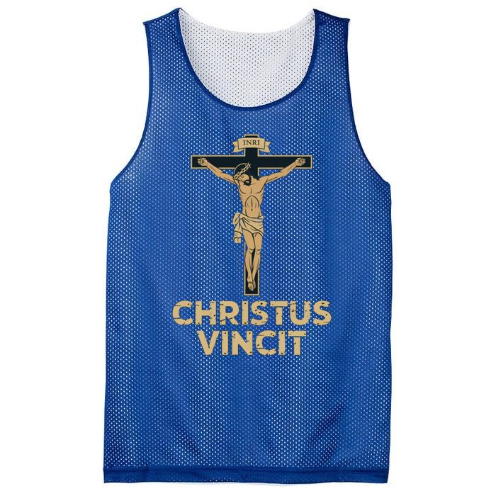 Jesus Christ Catholic Crucifix Latin Funny Gift Mesh Reversible Basketball Jersey Tank