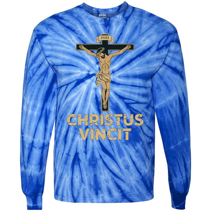 Jesus Christ Catholic Crucifix Latin Funny Gift Tie-Dye Long Sleeve Shirt