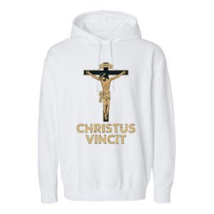 Jesus Christ Catholic Crucifix Latin Funny Gift Garment-Dyed Fleece Hoodie