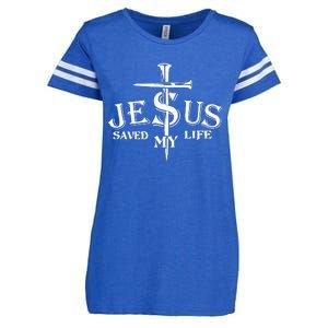 Jesus Cross Christ Saved My Life Quote Saying Christian Enza Ladies Jersey Football T-Shirt