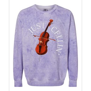 Just Cellin Cello Player Cellist Musician Classical Music Colorblast Crewneck Sweatshirt