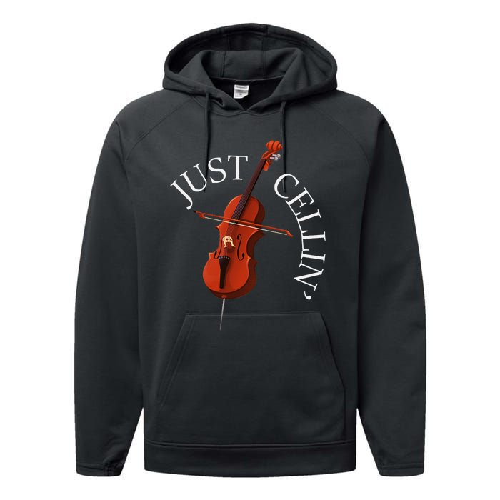 Just Cellin Cello Player Cellist Musician Classical Music Performance Fleece Hoodie