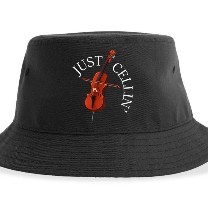 Just Cellin Cello Player Cellist Musician Classical Music Sustainable Bucket Hat