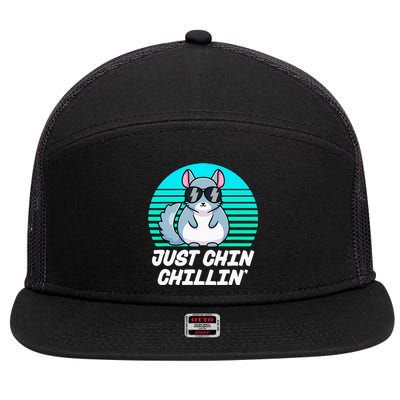 Just Chin Chillin Funny Chinchilla Lovers Kawaii Chinchillin 7 Panel Mesh Trucker Snapback Hat