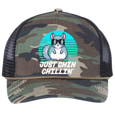 Just Chin Chillin Funny Chinchilla Lovers Kawaii Chinchillin Retro Rope Trucker Hat Cap