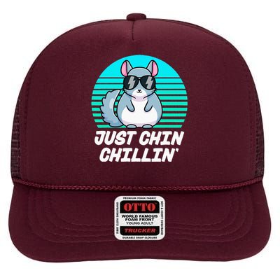 Just Chin Chillin Funny Chinchilla Lovers Kawaii Chinchillin High Crown Mesh Back Trucker Hat